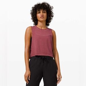 Lululemon Cut Back Crop Tank Red Cotton Small